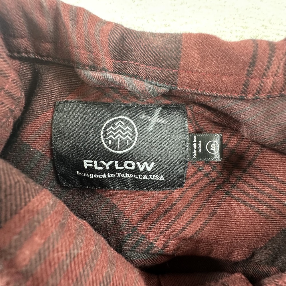 Flylow Shirt Mens Small Red Plaid Handlebar Tech Flannel Snap Front Outdoor - Picture 7 of 11